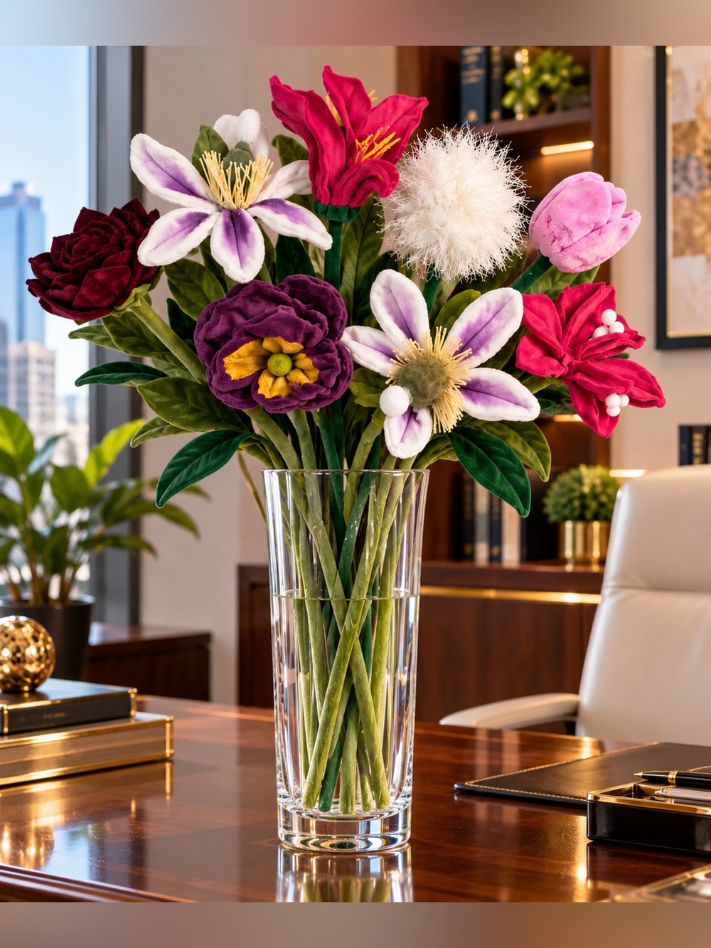 CJ HENDRY 2026 plush Mixed Floral Bouquet in set of 8 ( only flower, no vase)